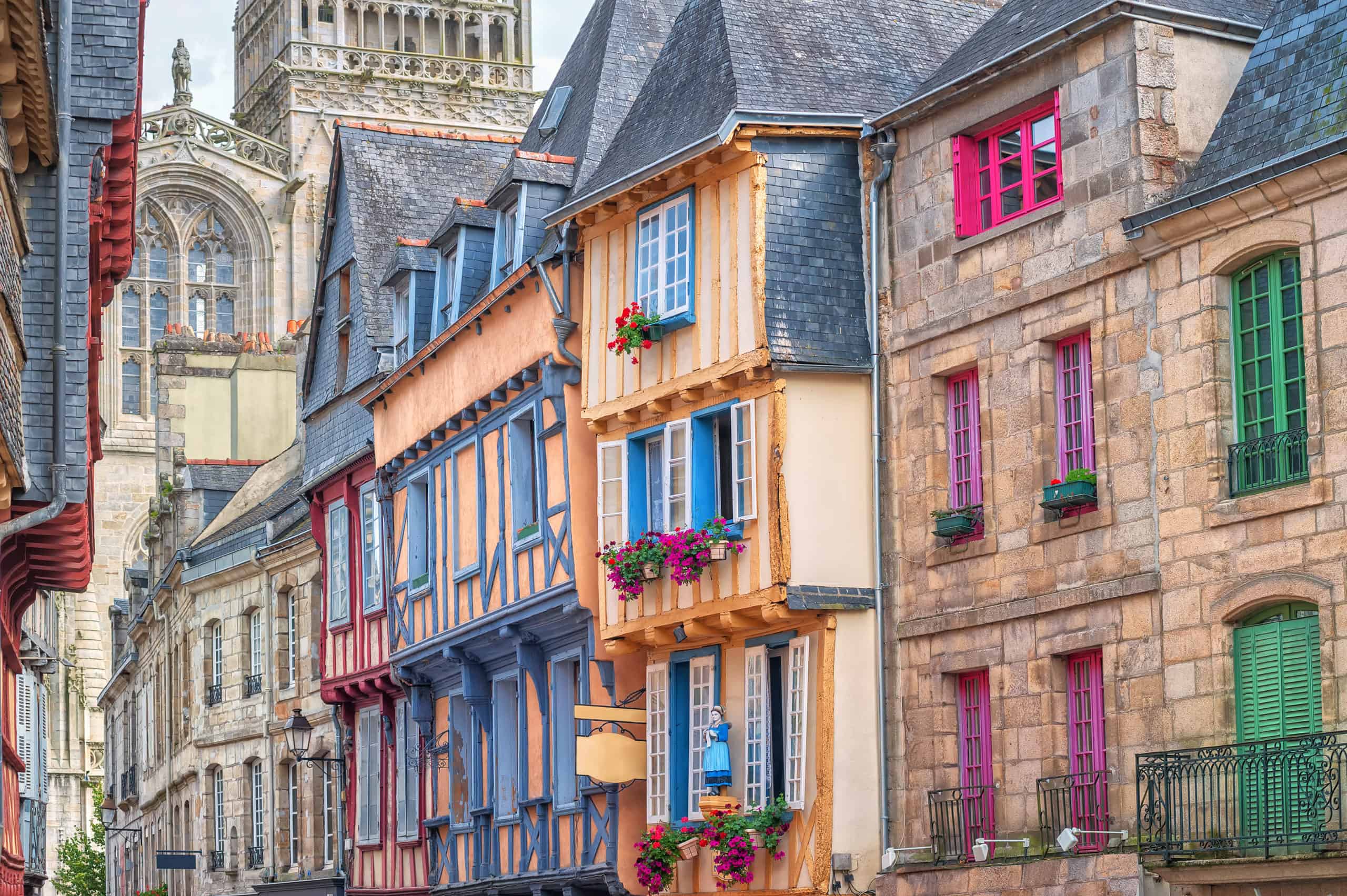 old town of quimper, brittany, france